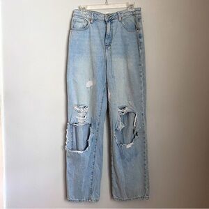 Forever 21 Premium Denim 90s Baggy Straight Hi-Waist Distressed Jeans Size 28